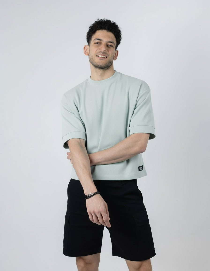 BOXY-FIT textured t-shirt - Mint