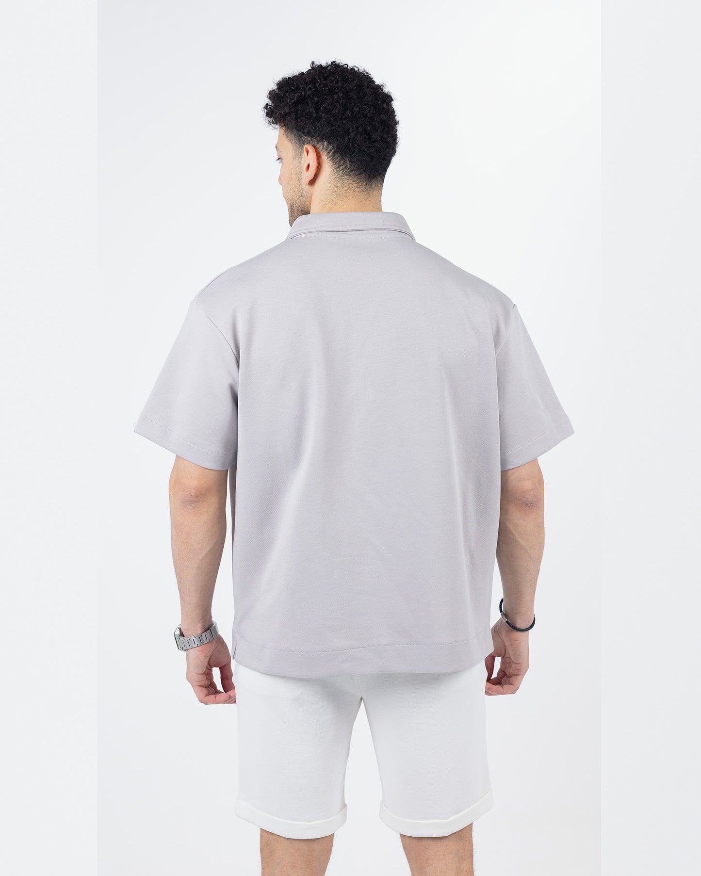 ZIP-UP POLO SHIRT Grey