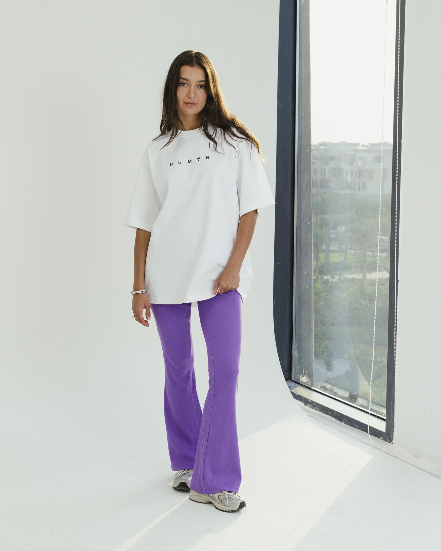 Ribbed Flare Pants - PURPLE