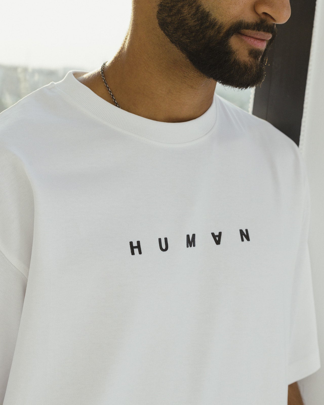 WHITE HUMAN OVERSIZED T-SHIRT