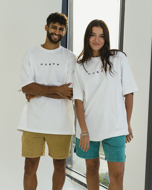 WHITE HUMAN OVERSIZED T-SHIRT