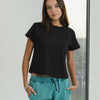 Cropped Basic T-shirt - BLACK