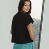 Cropped Basic T-shirt - BLACK