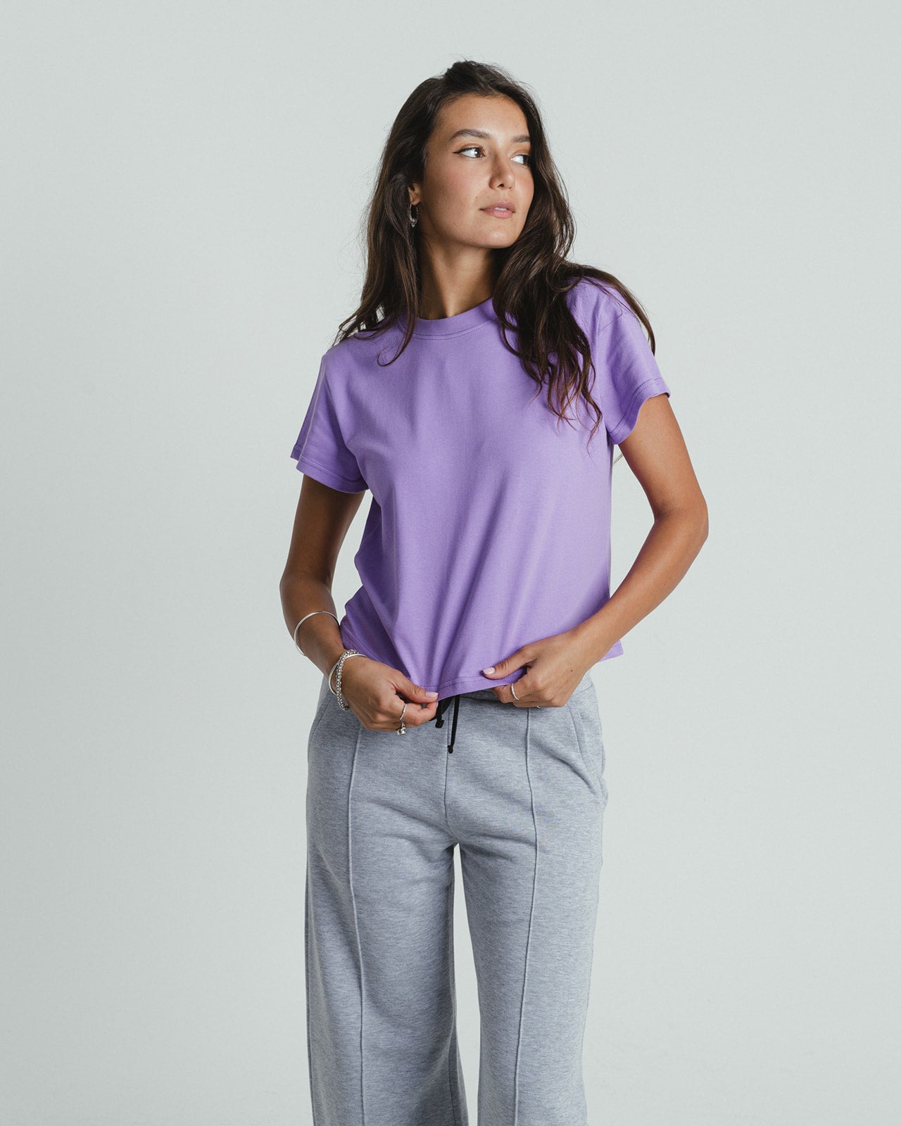 Cropped Basic T-shirt - PURPLE