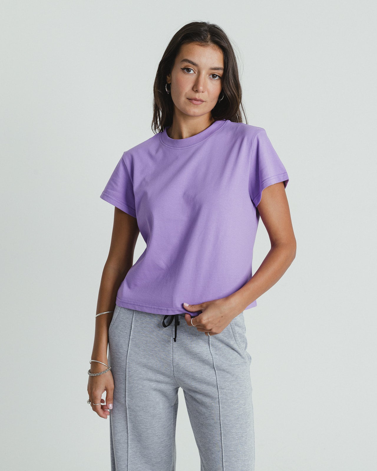 Cropped Basic T-shirt - PURPLE