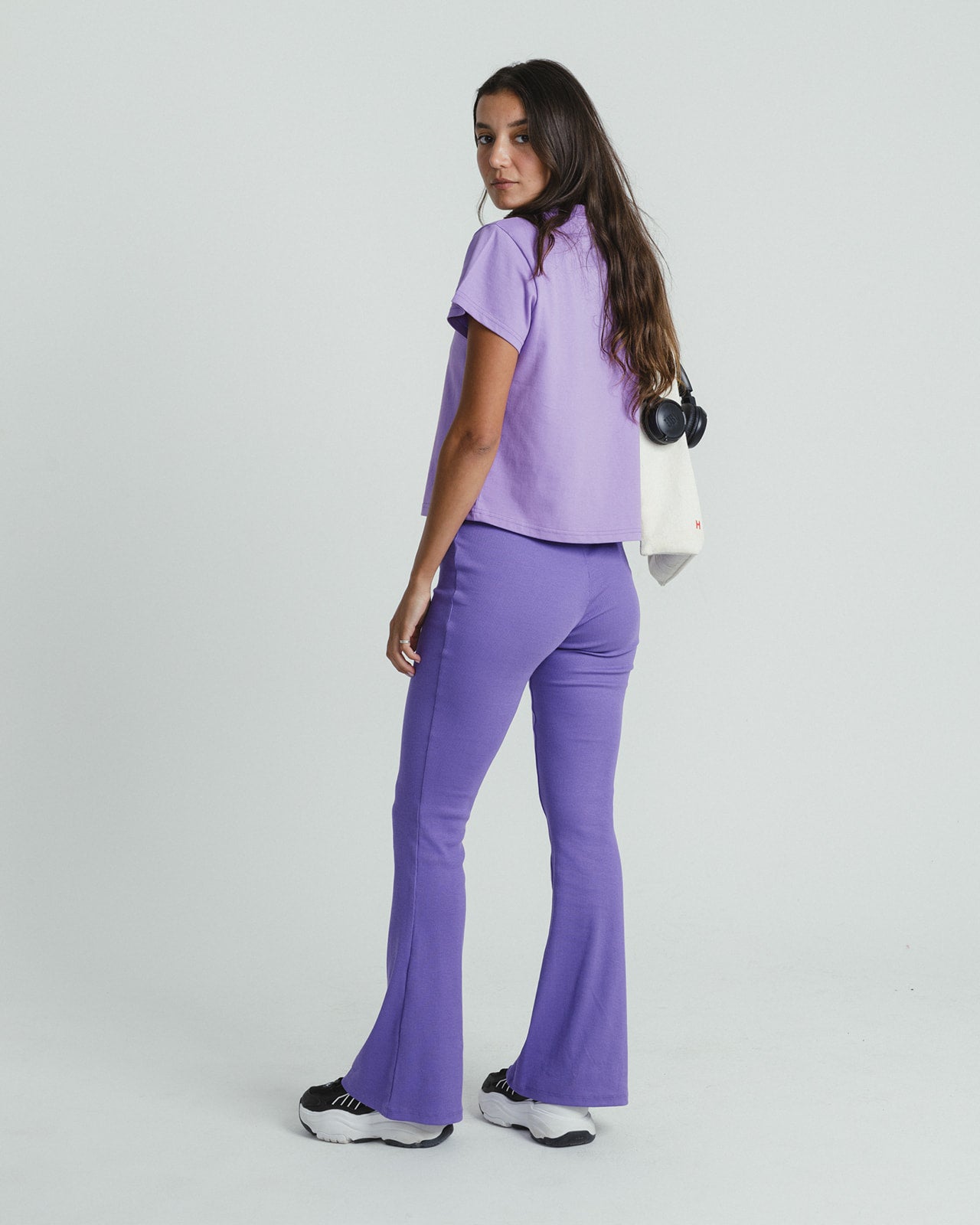 Ribbed Flare Pants - PURPLE