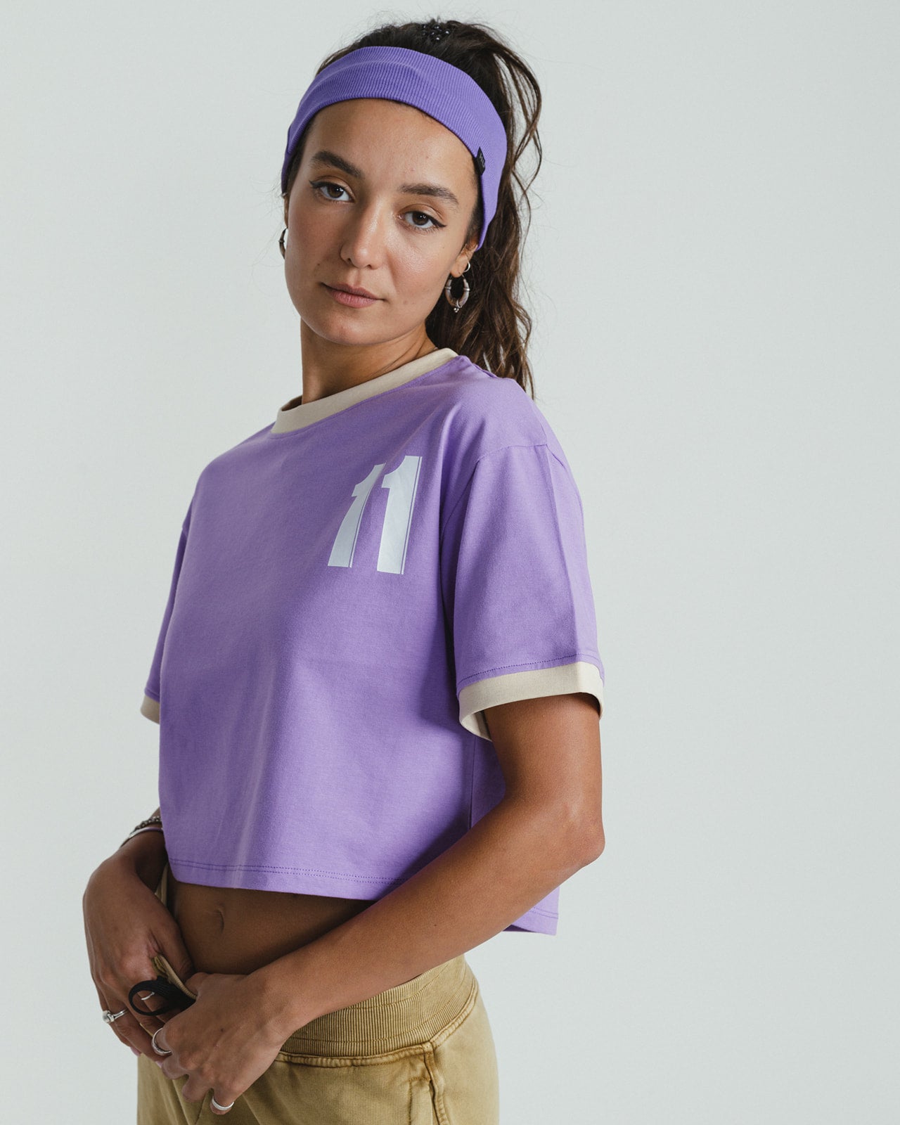 Team 11 Cropped T-shirt -Purple