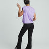 High-Waisted Ribbed Flare Pants with Front Leg Split- BLACK