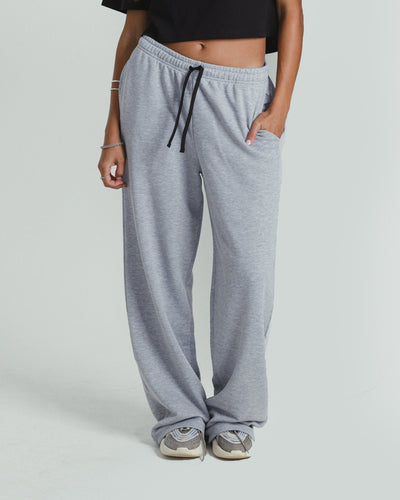 Wide-Leg Tracksuit Bottoms - GRAY