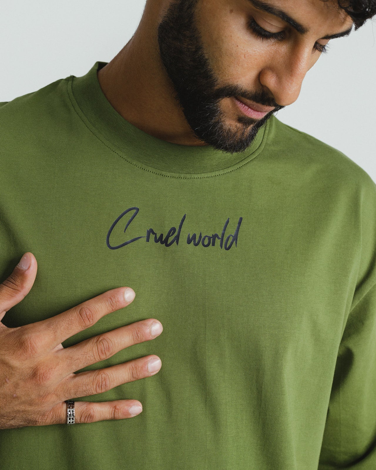 CRUEL WORLD Oversized Tee - OLIVE