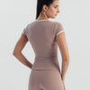 Soft Stretch Piping V-Neck T-Shirt - Mauve Taupe