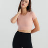 Soft Stretch Crop Fitted T-Shirt  - Pink
