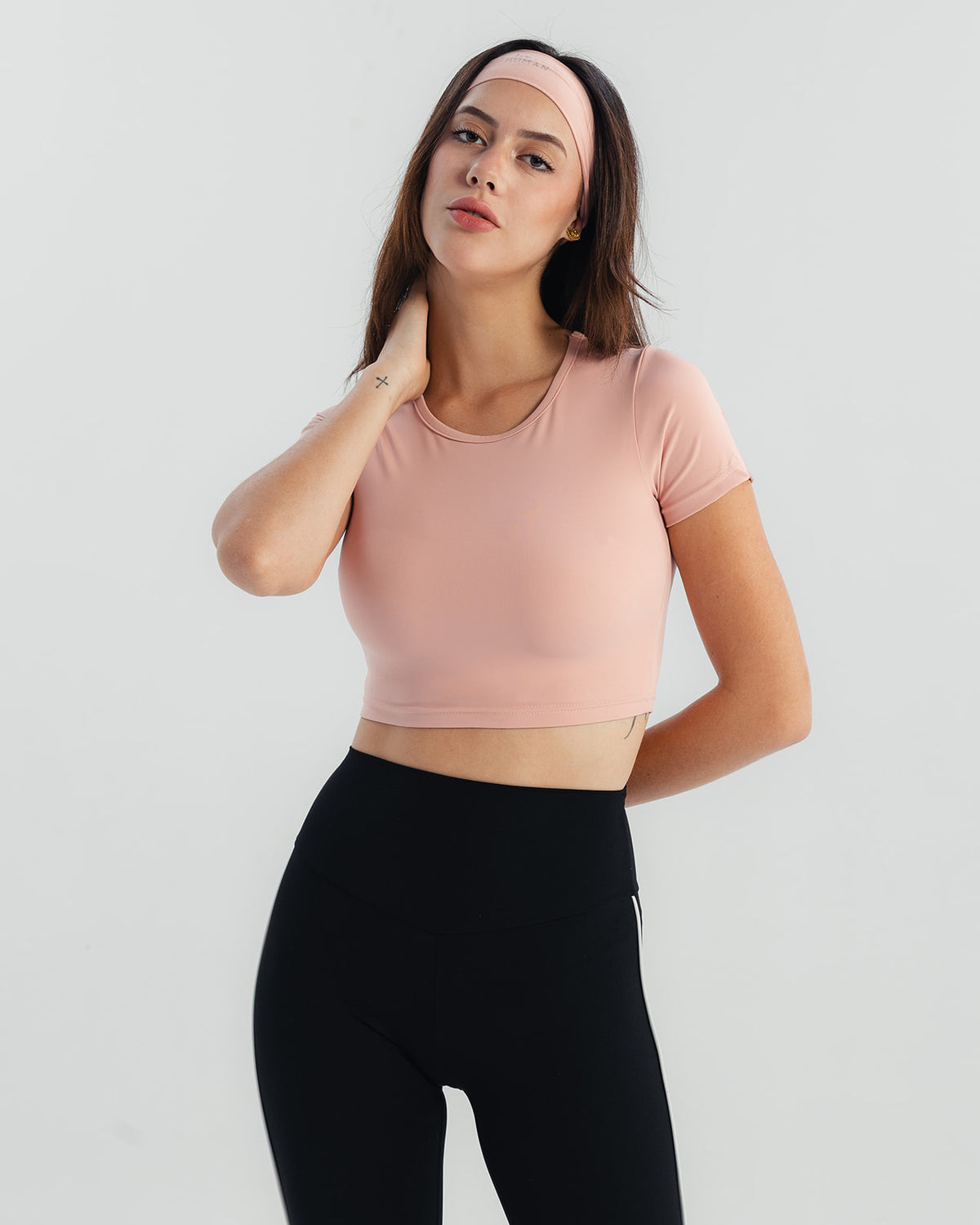 Soft Stretch Crop Fitted T-Shirt  - Pink
