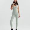 Soft Stretch Piping V-Neck T-Shirt - Sage