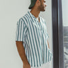 SHORT SLEEVES STRIPED SHIRT DULL GREEN