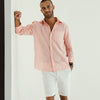 COTTON - LINEN SHIRT PALE RED