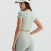 Soft Stretch Crop Fitted T-Shirt  - Sage