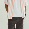 SHORT SLEEVES STRIPED SHIRT BEAN RED