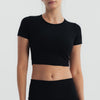 Soft Stretch Crop Fitted T-Shirt - Black