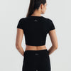 Soft Stretch Crop Fitted T-Shirt - Black