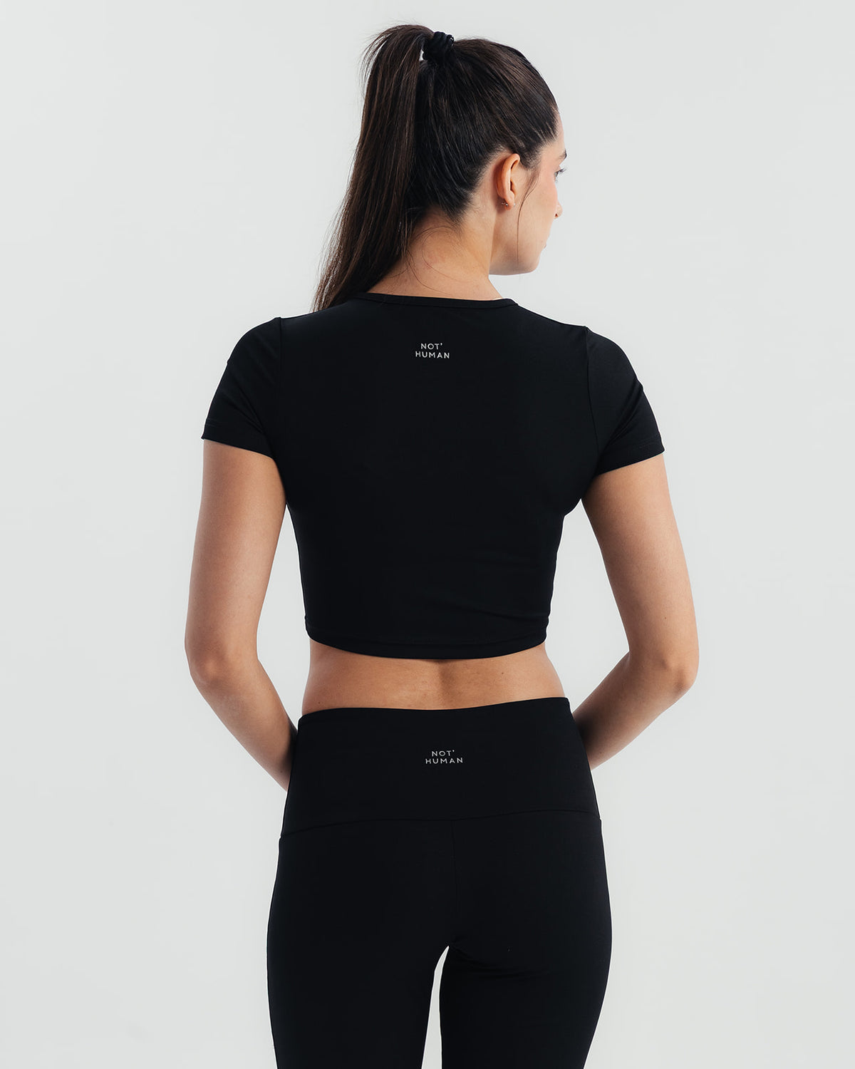 Soft Stretch Crop Fitted T-Shirt - Black