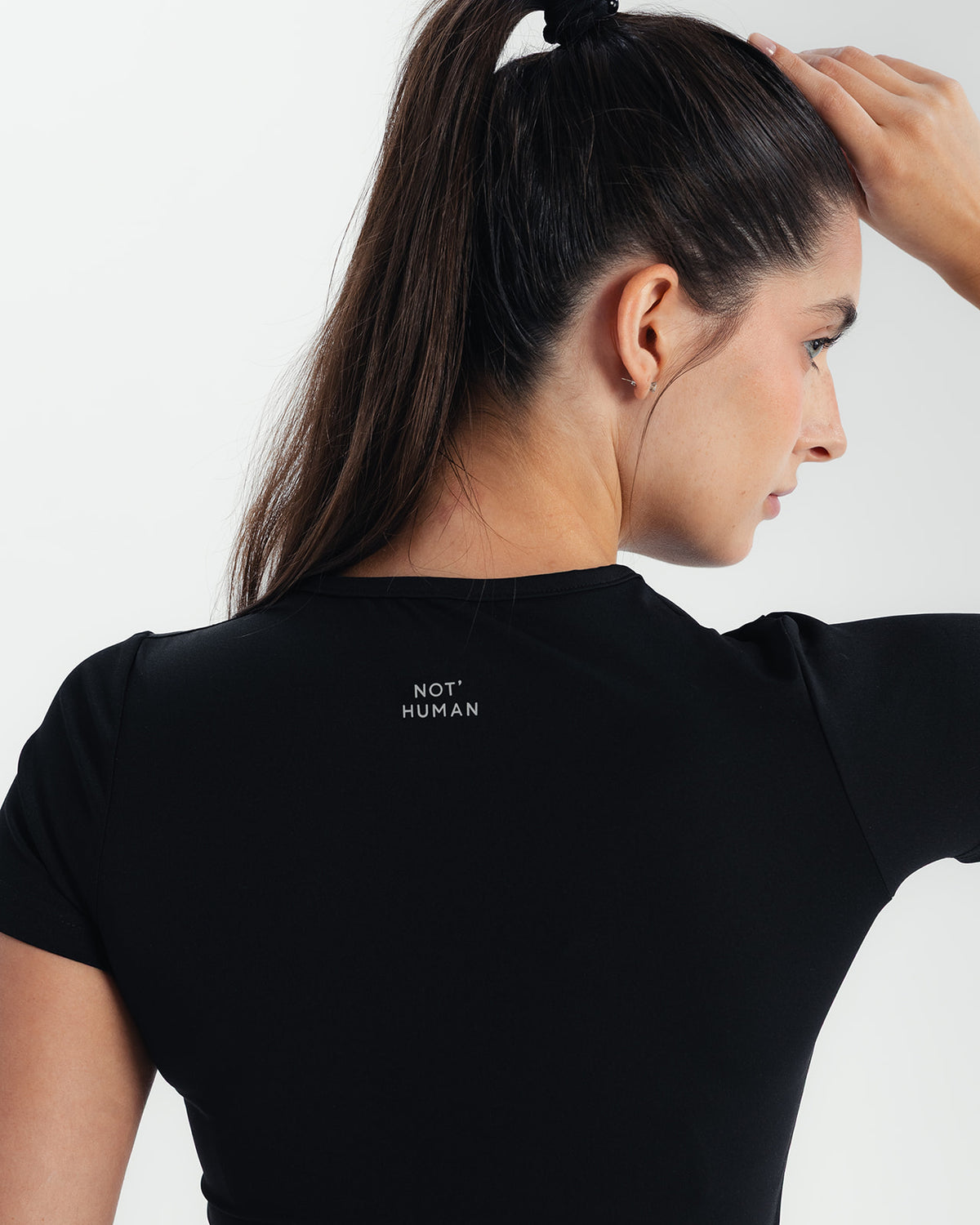 Soft Stretch Crop Fitted T-Shirt - Black