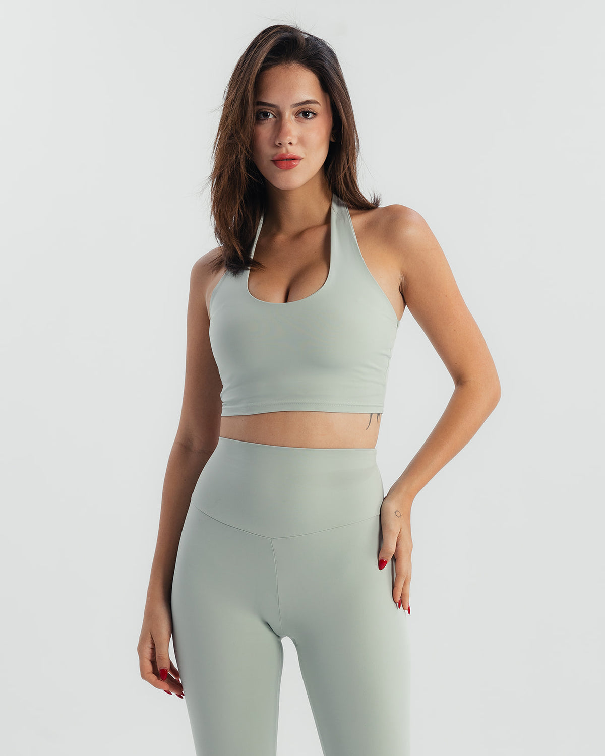 Essential neck top  - Sage