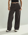 STRETCH HIGH-WAISTED WIDE-LEG PANTS - DARK GRAY