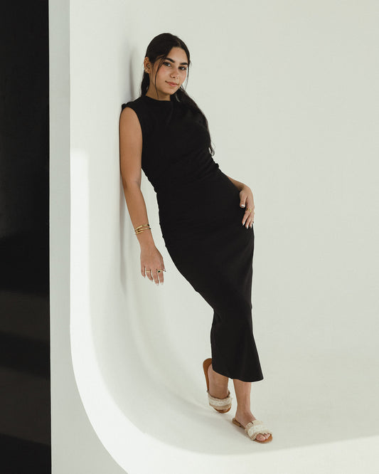FITTED MIDI RIBBED DRESS