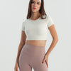 Soft Stretch Crop Fitted T-Shirt - Offwhite