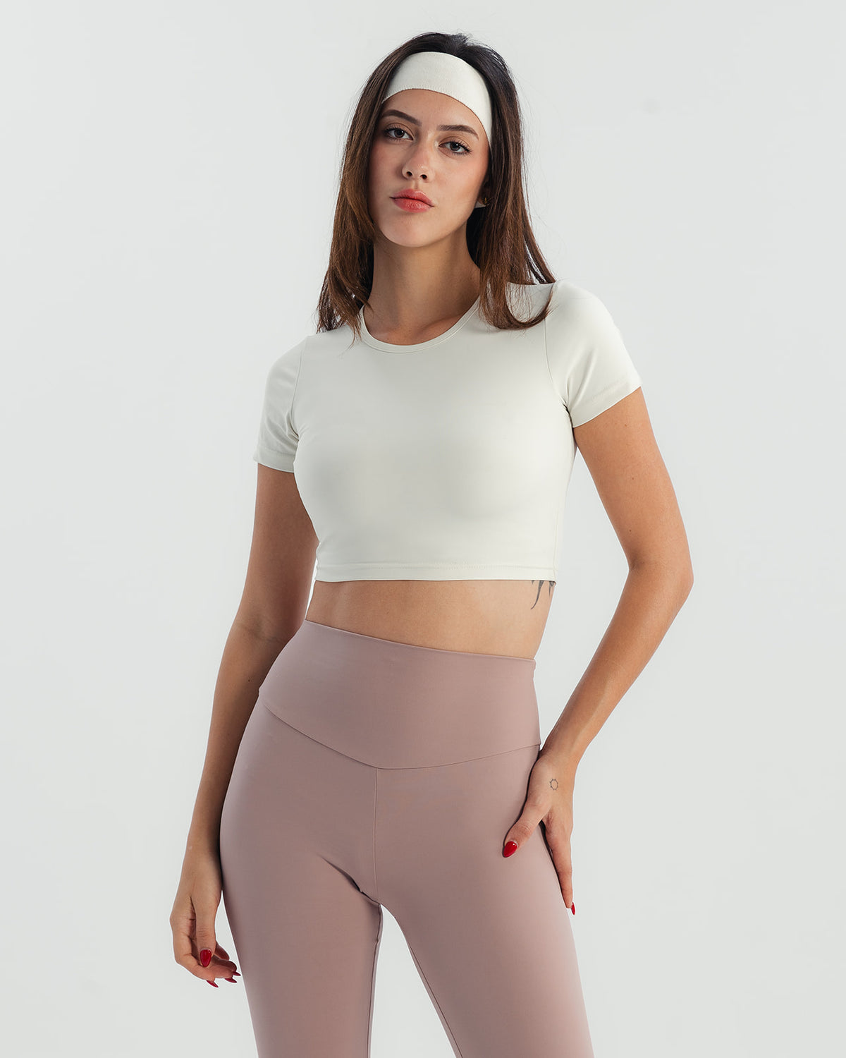 Soft Stretch Crop Fitted T-Shirt - Offwhite