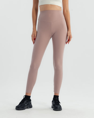 High-waisted ankle-length leggings  - Mauve Taupe