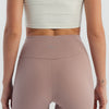 High-waisted ankle-length leggings  - Mauve Taupe