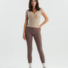 Soft Stretch Piping V-Neck T-Shirt - Beige