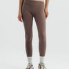 High-waisted ankle-length leggings - Dusty brown