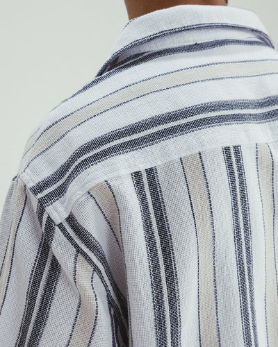 BEIGE STRIPED TEXTURED SHIRT