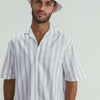 SHORT SLEEVES STRIPED SHIRT LIGHT GRAYISH