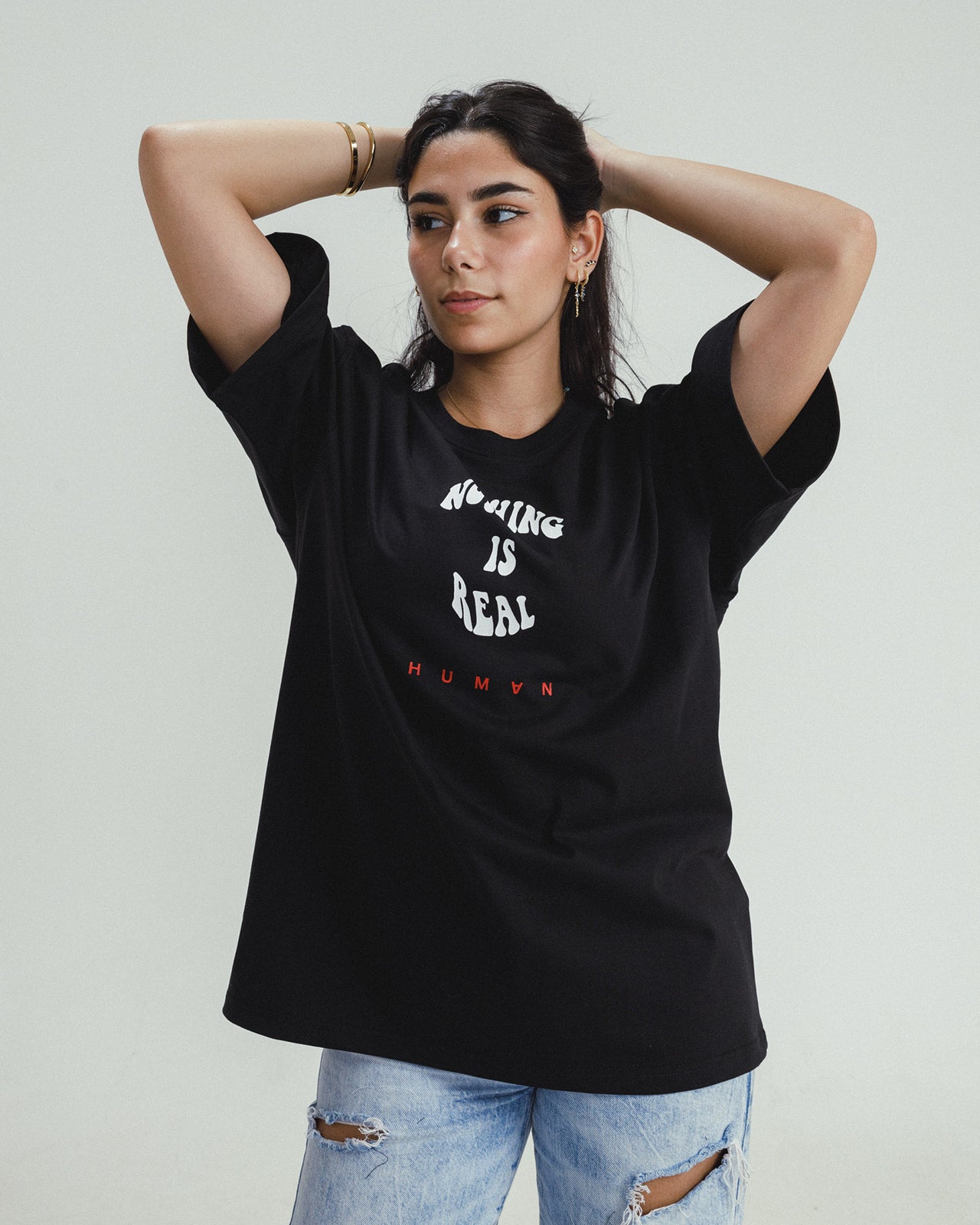 NOTHING IS REAL BLACK OVERSIZED T-SHIRT