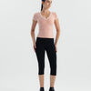 Soft Stretch Piping V-Neck T-Shirt - Pink