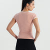 Soft Stretch Piping V-Neck T-Shirt - Pink
