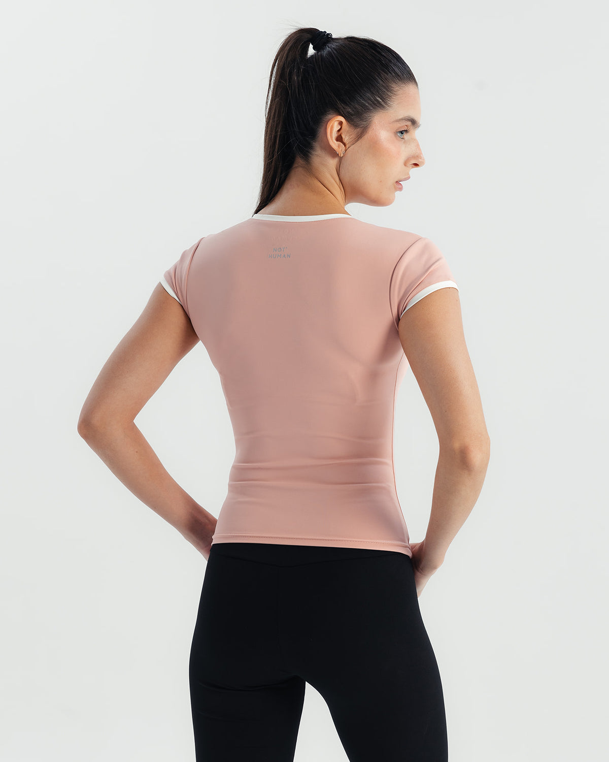 Soft Stretch Piping V-Neck T-Shirt - Pink