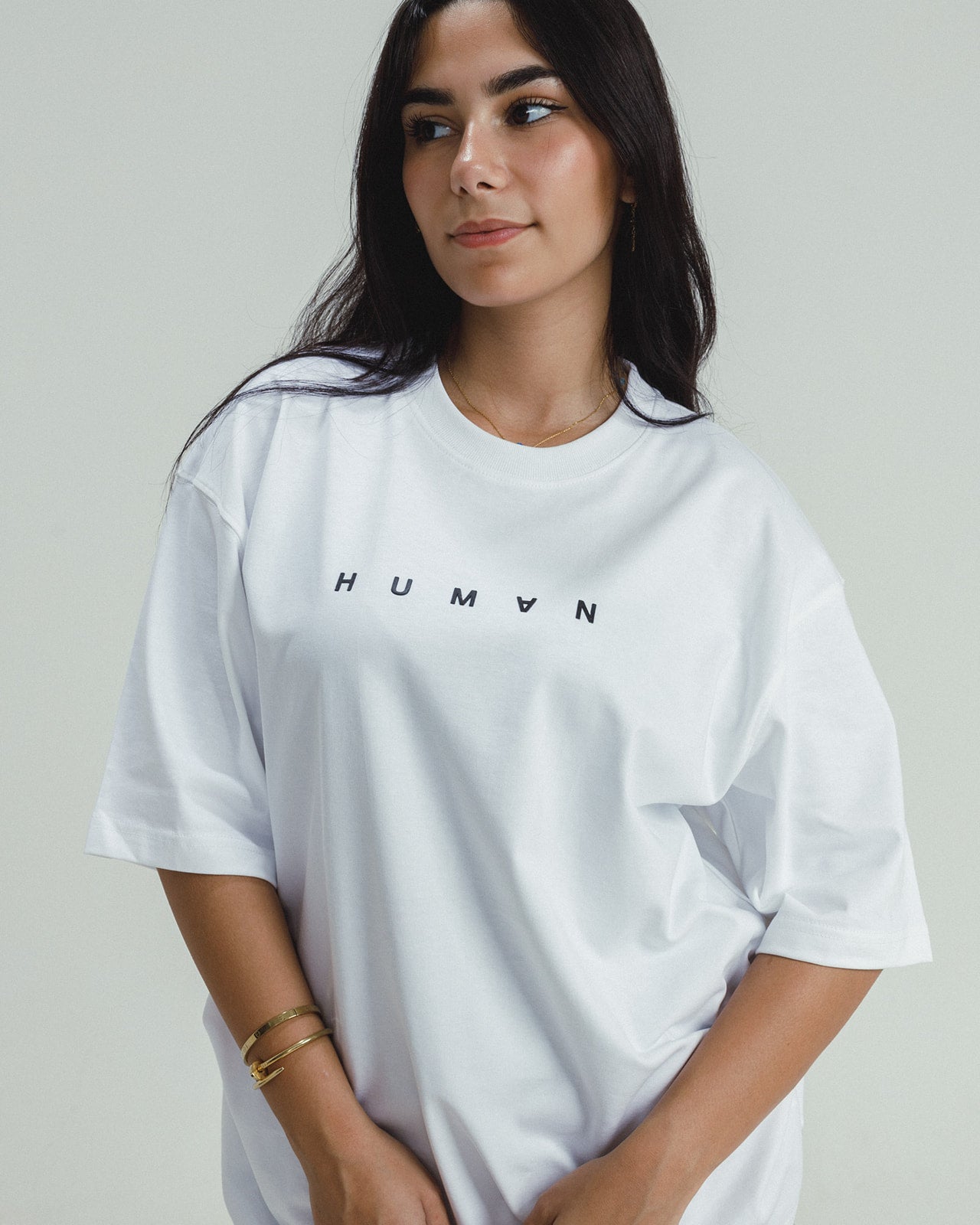 WHITE HUMAN OVERSIZED T-SHIRT