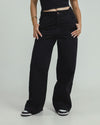 STRETCH HIGH-WAISTED WIDE-LEG PANTS - BLACK