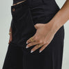 STRETCH HIGH-WAISTED WIDE-LEG PANTS - BLACK