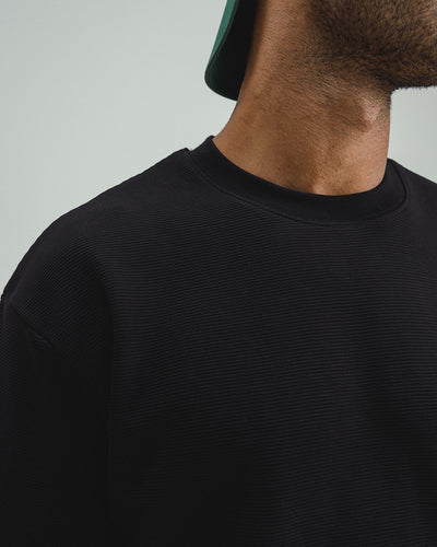 RIBBED BLACK OVERSIZED T-SHIRT