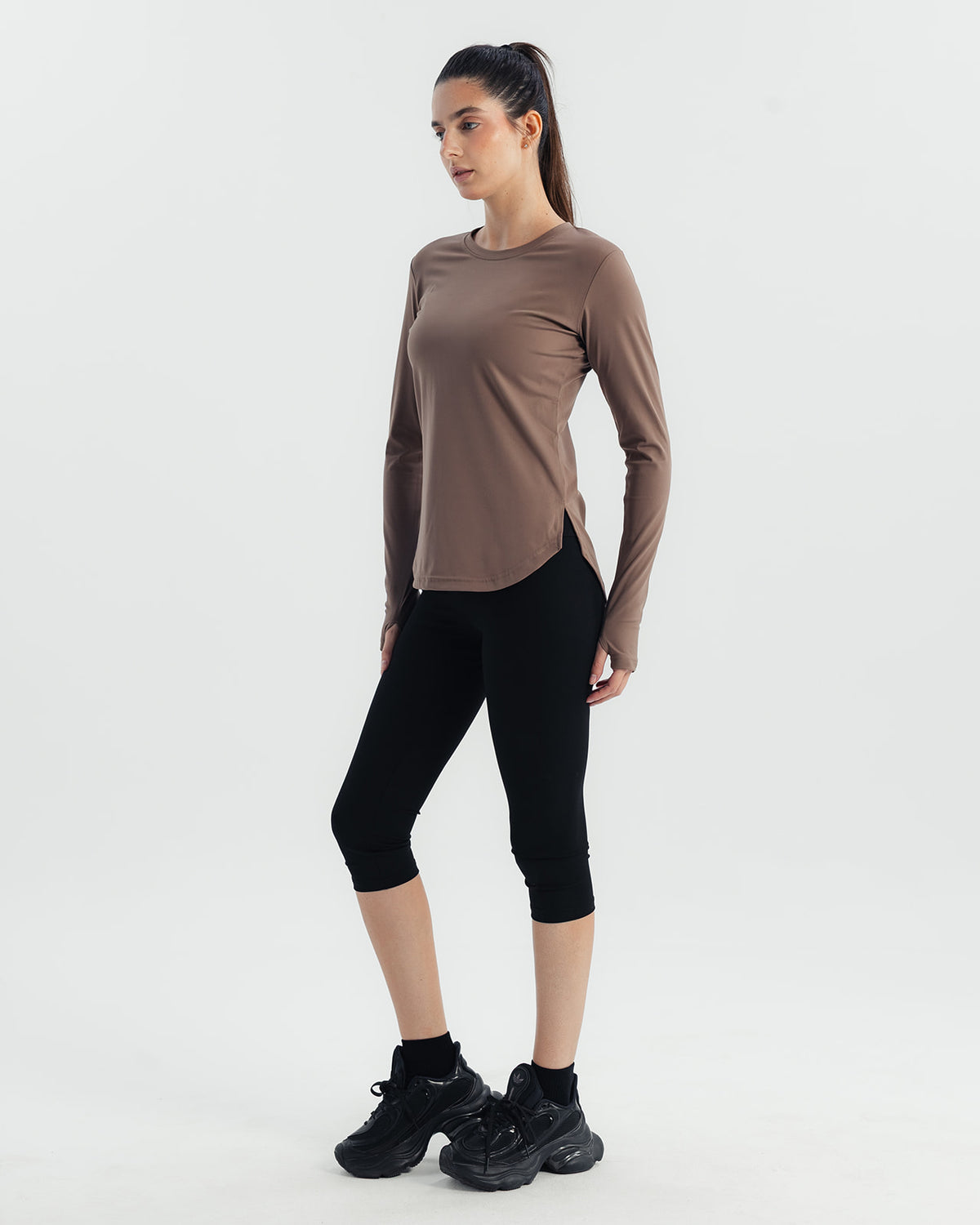 Performance Long Sleeve Top - Dusty brown