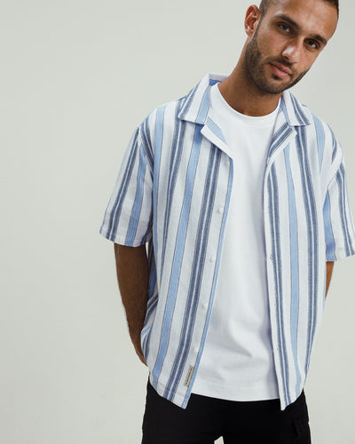 SKY BLUE STRIPED TEXTURED SHIRT