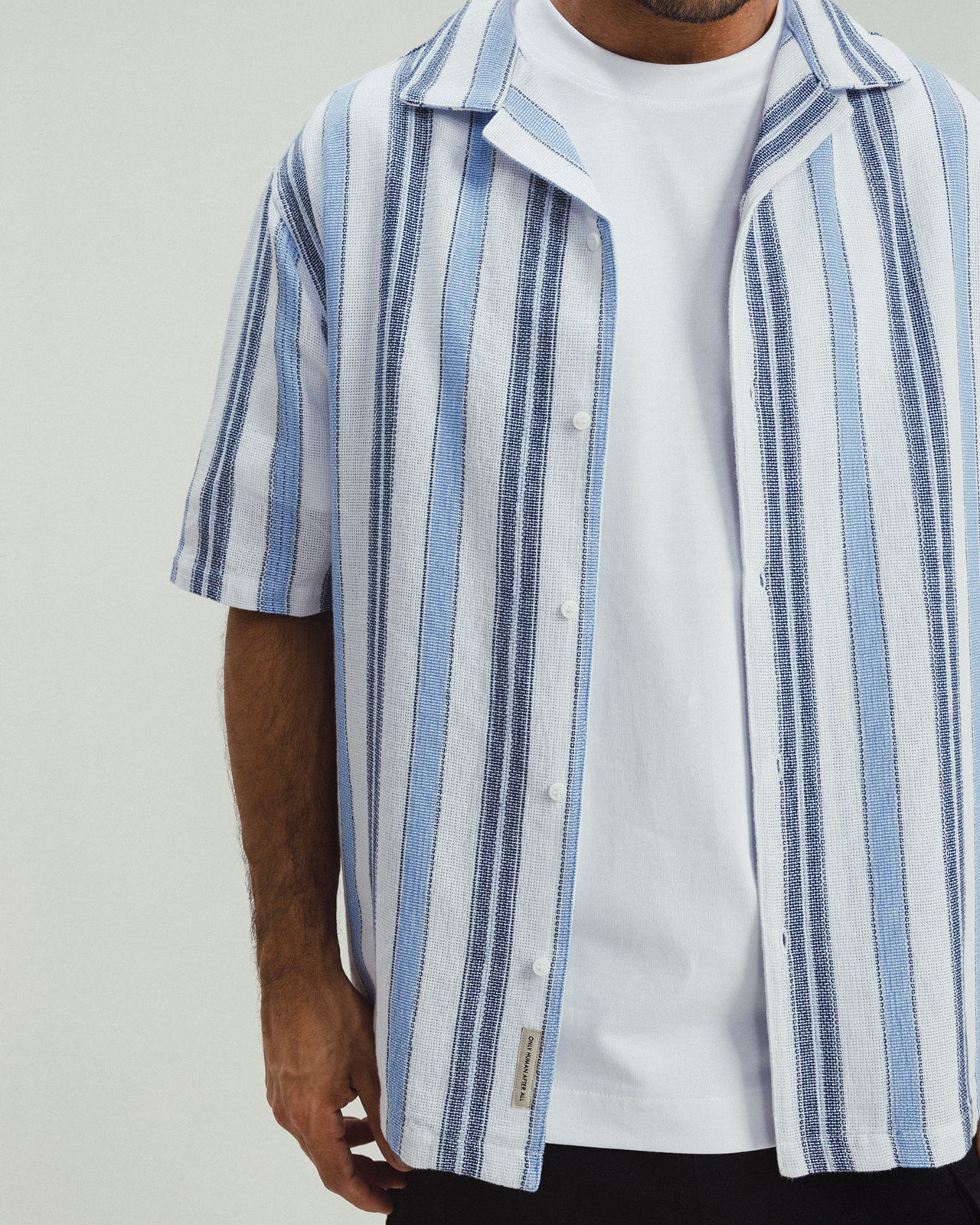 SKY BLUE STRIPED TEXTURED SHIRT