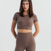 Soft Stretch Crop Fitted T-Shirt - Dusty brown
