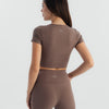 Soft Stretch Crop Fitted T-Shirt - Dusty brown